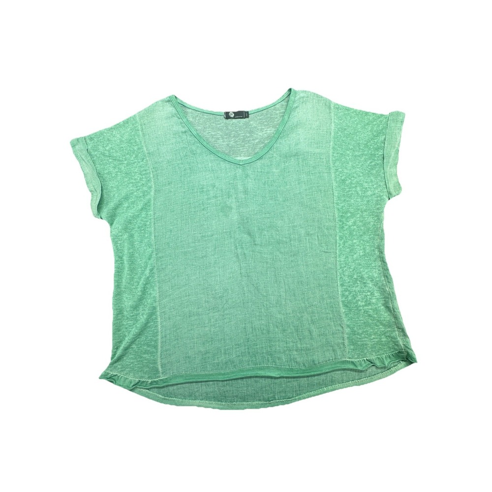"M" Made In Italy Women Linen V Neck T-shirt Size M‎